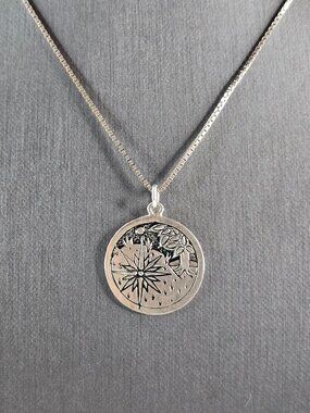 Womens Vintage Sterling Silver Celtic SIDHE Birth Pendant Necklace 5.3g E5541